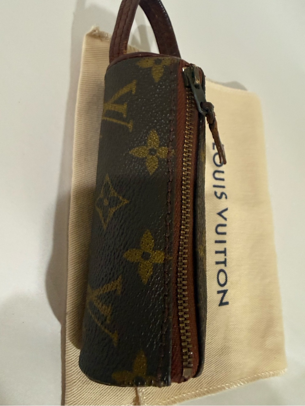 Authentic Louis Vuitton Golf Ball Case, Monogram Canvas Accessory Pouch With COA